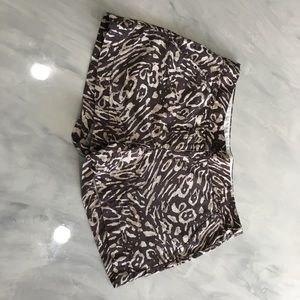 Loft mid rise linen brown animal print shorts 6
